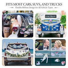 17 Pcs Just Married Car Decorations Set with 14 Wedding Car Magnets Just