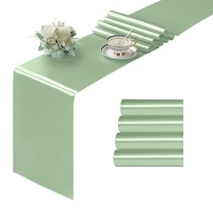 Manyshofu 4Pcs Satin Table Runner – 12 x 108 Inch 12″x108″, 4pcs Sage Green