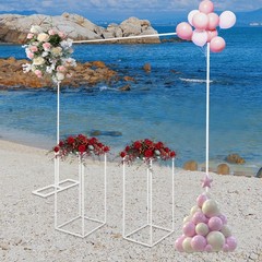 6.56ft Wedding Balloon Stand with 2 Flower Stands, Durable Metal Backdrop