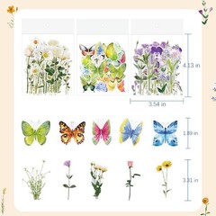 Butterfly Floral Stiers Bulk – 320 Pcs Transparent Realistic
