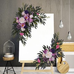 Wedding Arch Artificial Flower Panels 2-Pack Purple Pink White Green