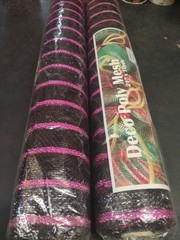 2 Rolls Deco Mesh, 21″ Craig Bachman Quality, 30′ Hot/Light Pink Stripe on Black