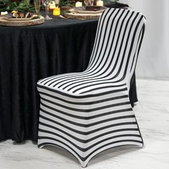 50 pcs Black and White Striped Spandex Stretchable CHAIR COVERS Wedding Supplies