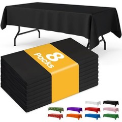 Niuara Black Plastic Table Cloth – 8 Pack 54″ × 108″ Rectangle Disposable T