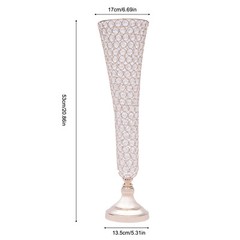 2Pcs 20.86in Gold Trumpet Crystal Wedding Flower Decoration Vase For Anniversary