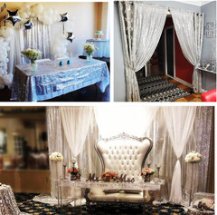 Sequin Backdrop, 2 Pcs Silver 2Ftx8Ft Curtains for Party, Wedding, Event, Photog