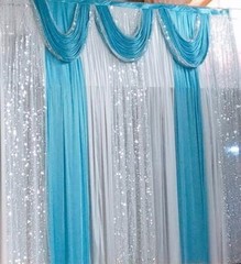 TECHTONGDA 3Mx3M Three Fold Wedding Stage Backdrop Curtain Blue Venue Draping