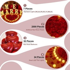 Complete Proposal Kit: LED ‘Marry Me’ Letters, Tea Lights, and Rose Petals