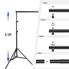 10×6.5ft Adjustable Backdrop Stand Kit, Heavy Duty Photography Background Sup…