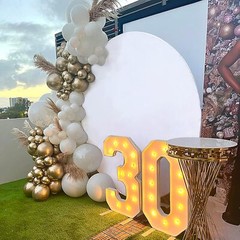Round Backdrop Stand 6.5 FT Cover Free Fabric Photo Background for Wedding Party