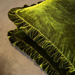 Velvet Pillow Shams Set of 2 Retro Ruffle Flounces Trim Soft Decorative Luxur…