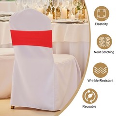 25 Pcs Spandex Chair Sashes Bows with Slider Buckle, Dark Blue