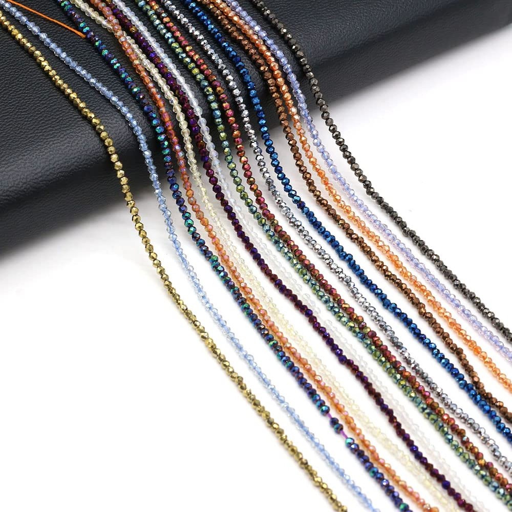 10 Strands Artificial Color Plating Faceted Beads Synthetic Colorful Crystal …