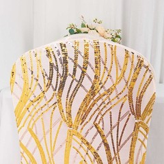 ROSE GOLD Embroidered Sequin Spandex Banquet CHAIR COVER Party Decorations