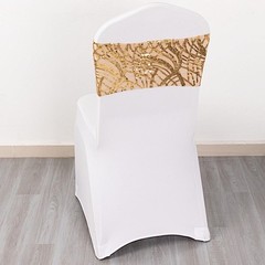 5 GOLD Mesh Embroidered Sequins CHAIR SASHES Party Events Decorations Supplies