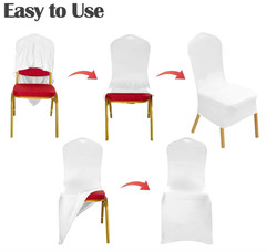 STRETCH SPANDEX FOLDING CHAIR COVERS WHITE Wedding Party DINING in 12 ct & 16 ct