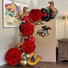Giegxin 6 Pcs Velvet Derby Day Giant Red Flower for Decoration 12″, 20″ Huge …