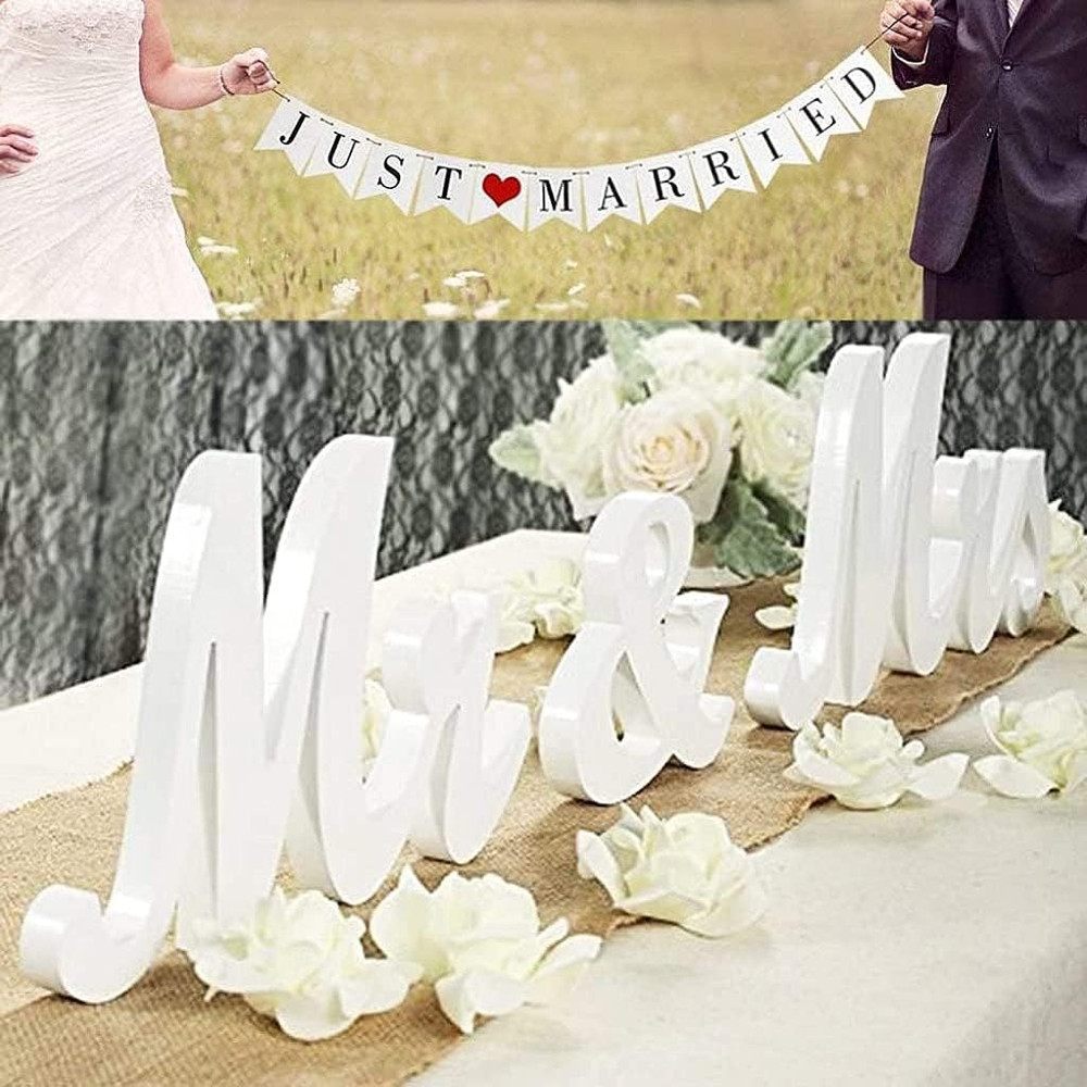 Mr and Mrs Sign for Wedding Table,Large White Mr and Mrs Sign,Wooden Letters,Mr
