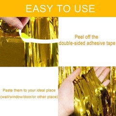 Gold Foil Fringe Curtain 4 Pack Metallic Tinsel Backdrop Photo Booth Party Decor