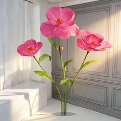 Giant Artificial Flower Poppy 69in; Wedding Decor; Photo Prop; Metal Base