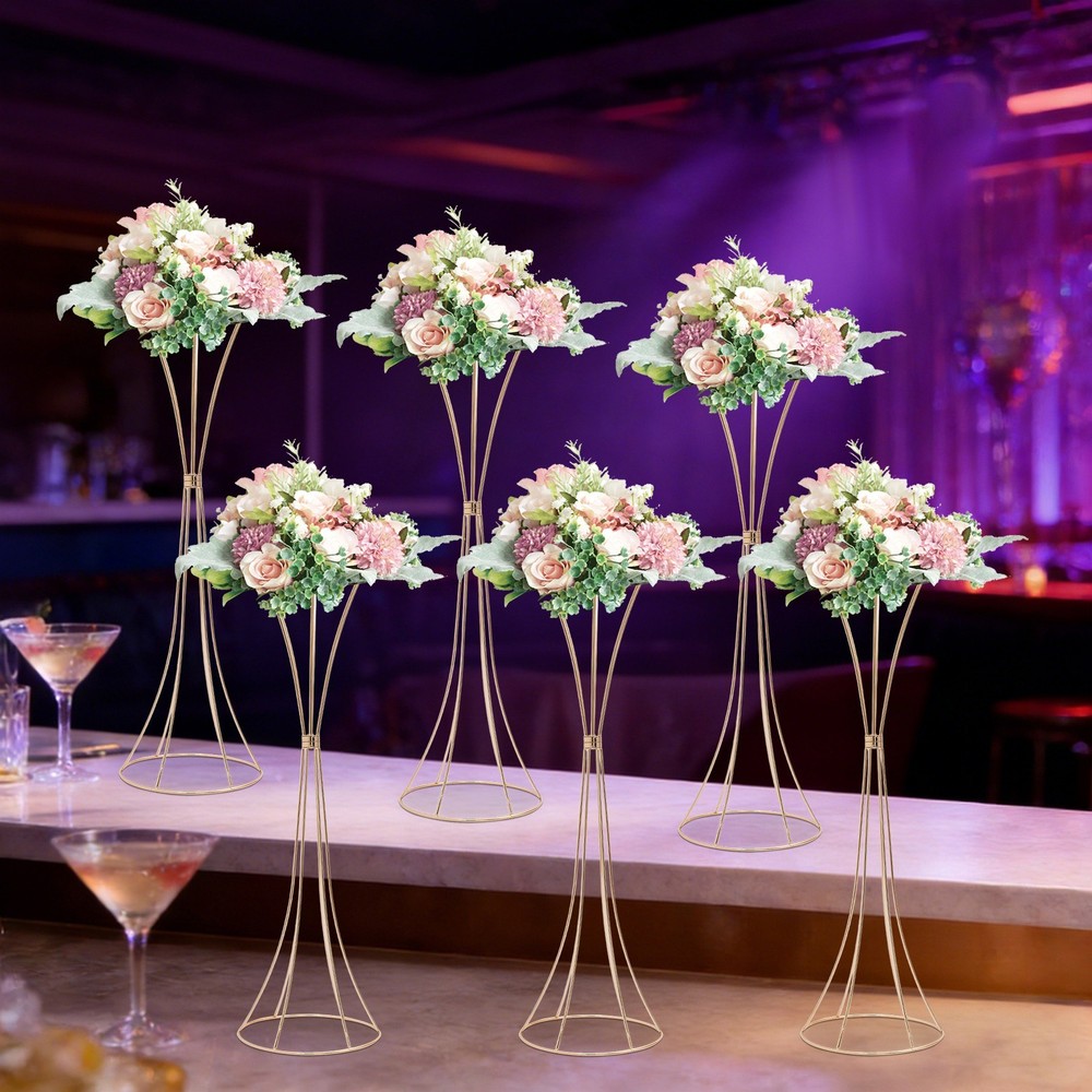 6Pcs Flower Stand for Wedding 26.77in Tall Gold Metal Centerpieces Decor