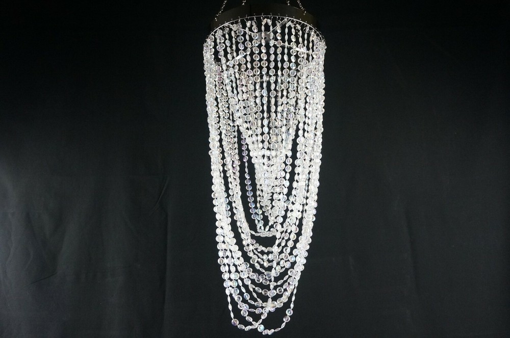 30″ Layered Iridescent Acrylic Crystal Chandelier Wedding Venue Party Decor