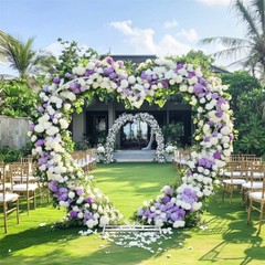 White Heart Shape Wedding Arch Stand Double Layers Metal Flower Balloon Arbors
