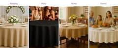 Efavormart 3 Tier Rustic Elegant Ruffled Burlap Table Skirt for Kitchen Dining