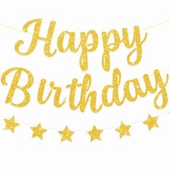 Gold Glitter Happy Birthday Banner for Adult/Kids Birthday Party Decorations …