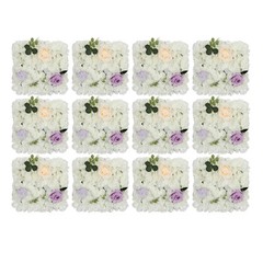 12PCS Artificial Flower Wall Background Silk Rose Mat for Wedding Backdrop Decor