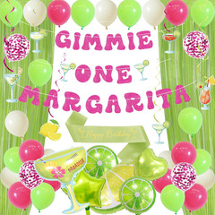 Margarita Party Decorations, Green and Hot Pink Gimme One Margarita | Sage Green
