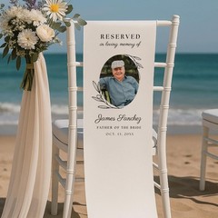 Customized Photo Reserved Memorial Wedding Chair Fabric Sign