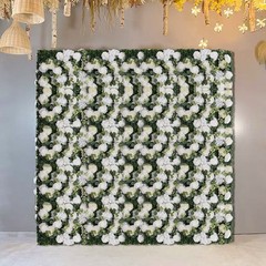 6-Pack 24×16in Silk Rose Artificial Flower Panels Green White Backdrop