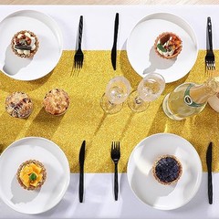 6 Pieces Disposable Plastic Sequin Table Runner Glitter 14 x 108 Inch Sequin