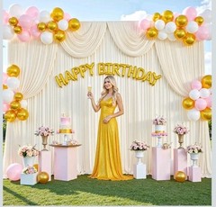 20ft x 12ft Champagne Backdrop Curtains Wrinkle Free Backdrop Curtain for Wed…