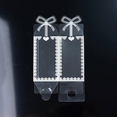 25 Clear White Rectangular Plastic Favor Boxes Bowknot Lace Pattern Party Events