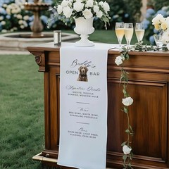 Custom Dog Wedding Open Bar Sign Fabric Pet Menu Banner