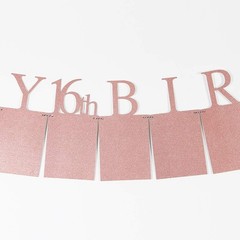 Rose Gold Happy 16th Birthday Photo Banner – Sweet Sixteen Photo Prop Party B…