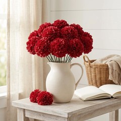 Larksilk Burgundy Carnations, Fake Flowers, 100 Pack for Events, Weddings, DIY