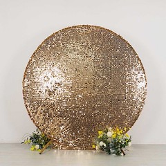 7.5 ft GOLD Sparkly Big Payette Sequin Backdrop STAND COVER Party Decorations