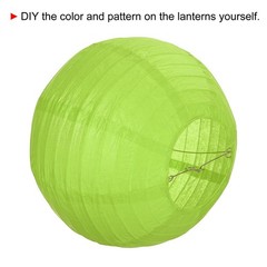 6pcs 10 Inch Folding Hanging Paper Lanterns Medium Lampshade Green