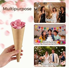 Wedding Confetti Cone Stand Box with Dried Rose Flowers(6 Litres),