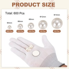4/6/8/12/14mm Pearl Bead for Vase Filler, 600 Pcs Floating Beads, Beige