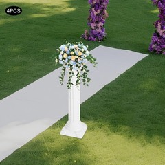 Roman Column 4 Piece Set White, Wedding Decorative Pillars Adjustable Height
