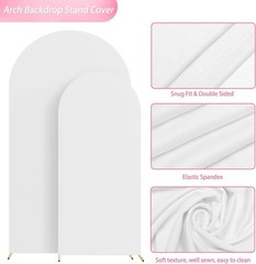 2 Pack Spandex Wedding/Party Arch Backdrop Cover 7.2FT & 6FT White