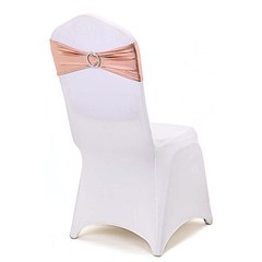 10 Blush Metallic Spandex Chair Sashes with Silver Buckles Wedding Decorations