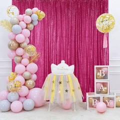 4PCS Fuchsia Sequin Backdrop Curtain, 2FT x 8FT – Perfect for Weddings & Parties