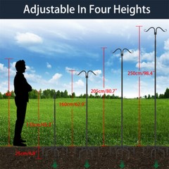 Shepherds Hooks 2 Pack Heavy Duty Two Sided Garden light Pole with 7 Base Prongs