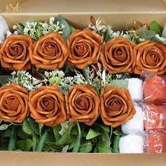 10Pcs Ivory Orange Wedding Chair Decorations Floral Swag Garland with Ribbon