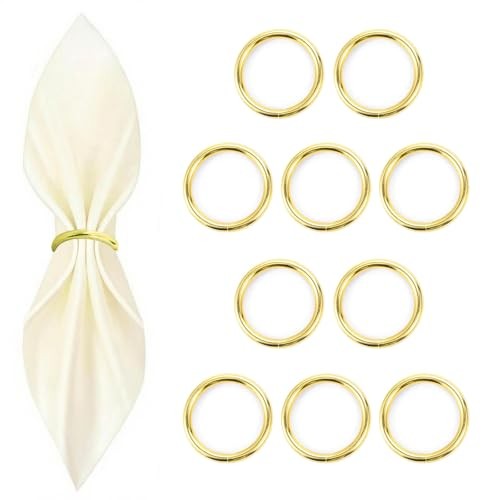 10 Pcs Gold Napkin Rings – Metal Napkin Ring(Round) Stainless Steel Gold 10 Pcs